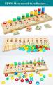 Montessori Rainbow Rings Dominos Children Preschool Teaching Aids Counting and Stacking Board Wooden Math Toy. 