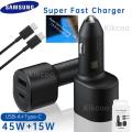 Samsung Super Fast Dual Car Charger (45W+15W) / Galaxy Car Charger (45W+15W) / Original Car Charger For Samsung galaxy S22 Ultra 5G/S22+ 5G/S22/S21 Ultra 5G/S21+ 5G/S21 5G/S20 FE 5G/S20 FE/S20 Ultra 5G/S20 Ultra/S20+ 5G/S20+/ Note20 / Note20 5G. 