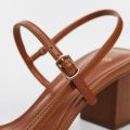 Women Fashion Luxurious Glamorous Tan ankle strap Block Heels Sandals Elegance Casual Perfect for Summer Wear - Comfortable and Stylish for Any Occasion Brown. 