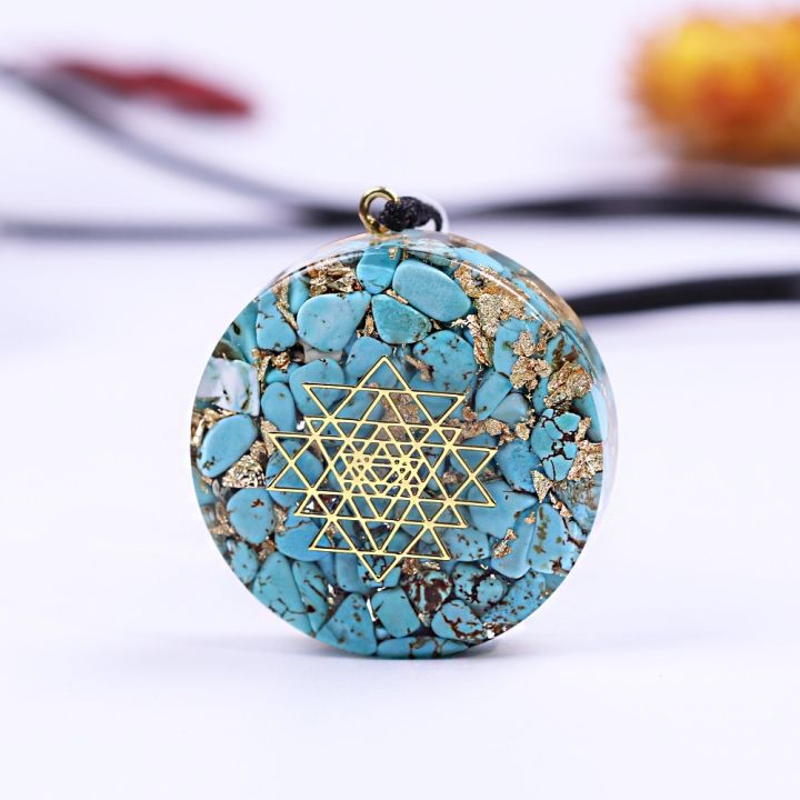 Orgonite Energy Crystal Pendant Sacred Sri Yantra Orgonite Chakra Necklace Handcraft Pendant Wealth Brings Good Luck