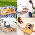 Lap Desk, Bamboo Laptop Desk, Adjustable Portable Breakfast Serving Bed Tray with USB Cooling Fan, Foldable Laptop Table Laptop Lap Stand for Bed & Sofa Fits up to 15.6 inch. 