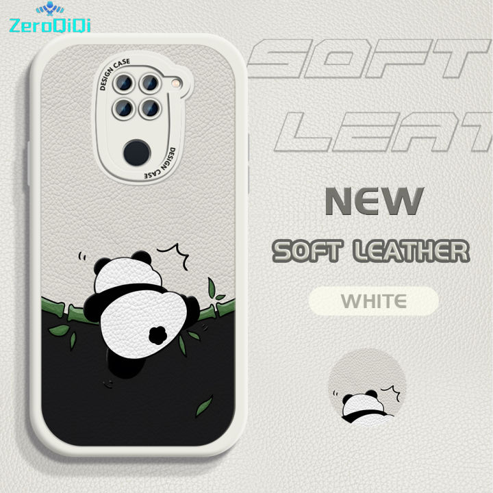 ZeroQiQi for Redmi Note 9 Back Cover Climbing Bamboo Panda Cartoon PU Leather Lambskin Soft Drop Resistant Phone Case