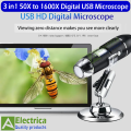 3 in 1 USB Type 50x to 1600x Magnification USB Digital Microscope with OTG Function 8-LED Light Magnifying Glass Magnifier with Stand for Mobile Phone Repair by Electrica. 