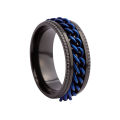 Silver Polishing Hip Hop Punk Spinning Rotatable With Chain Funky Hippy Stainless Steel Finger Rings Men Jewelry for Man. 