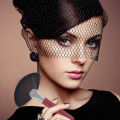 Loose Powder Brush Red Tube Loose Powder Fan-shape Makeup Brush. 