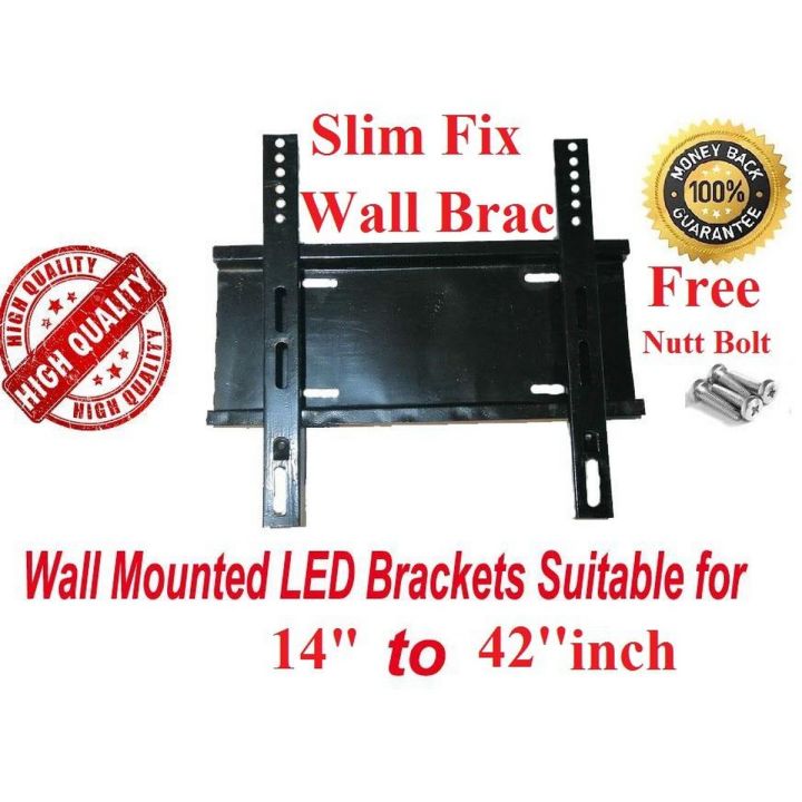 Best Quality 14 inch To 42 inch Universal LCD LED TV Fix Wall Bracket Wall Mount Wall Stand Slim Wall Bracket Wall Mount Wall Stand Non-Movable Wall Bracket Wall Mount Wall Stand