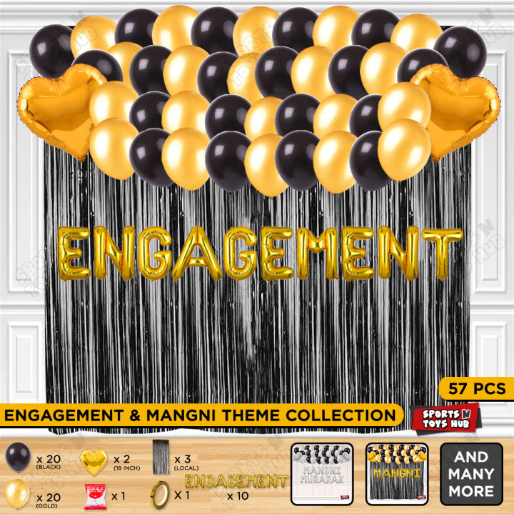 Engagement Foil Balloons Garland Theme Collection, Party Decor Supplies Photo Booth Prop Gold, Black Silver Latex Balloons Background Decorations, Solid Latex Balloon, Glue Dot, Foil Balloon, Party Decoration Celebrations : JzuW6aaI, ldqtloNv