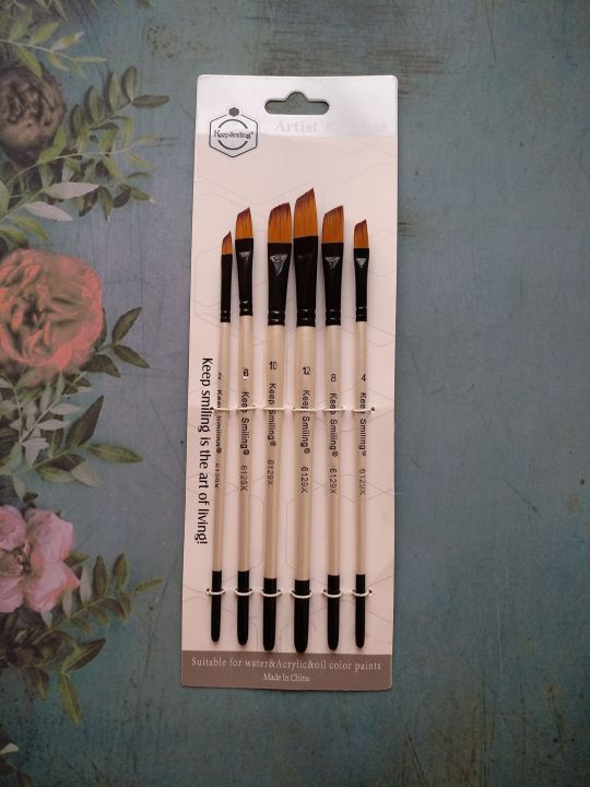 6 Pcs Professional Angular Paint Brush Water Color Oil Acrylic Artist Paint Brush - High Quality Brushes