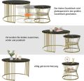 Stylish Metallic Mid Coffee Table Set with Gold Metal Frame - Round Side Table with Shelf, Nesting Coffee Table Set of 2, Stackable Metal Coffee Tables for Nesting Tables, Center Table, Wooden Table, Coffee Table, and Cocktail Table!. 