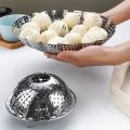 Vegetable Steaming Rack Stainless Steel Folding Food Steamer Net Basket Steamer Scalable Kitchen Tools Gadgets. 