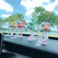 Car Ornaments Nodding Balloon Car Dashboard Decor Spring Shaking Head Toys Bobblehead Pink Car Accessory For Women Girls Gifts Tetuo. 