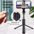 Selfie Stick With Led Light Wireless Bluetooth Foldable Mini Tripod Stand Mobile Holder With Fill Light Shutter Remote Control For Ios Android. 