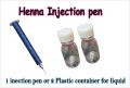 Injection Mehndi injection Pen with 2 Plastic Container for liquid , Creating amazing henna designe. 