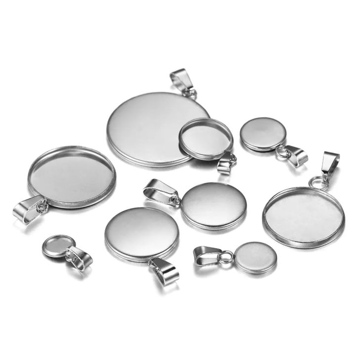 2pcs Stainless Steel Pendant Blanks -  For Resin Jewelry Making  -Necklace Pendants Findings Bases - Tray Blank Diy Bezel