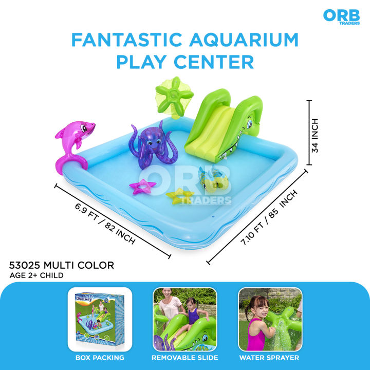 Bestway Kids Play Fantastic Aquarium Play Pool Inflatable Pool Summer Pool Fancy Pool 7.8Ft Air Pool Summer Season Party Pools 53052