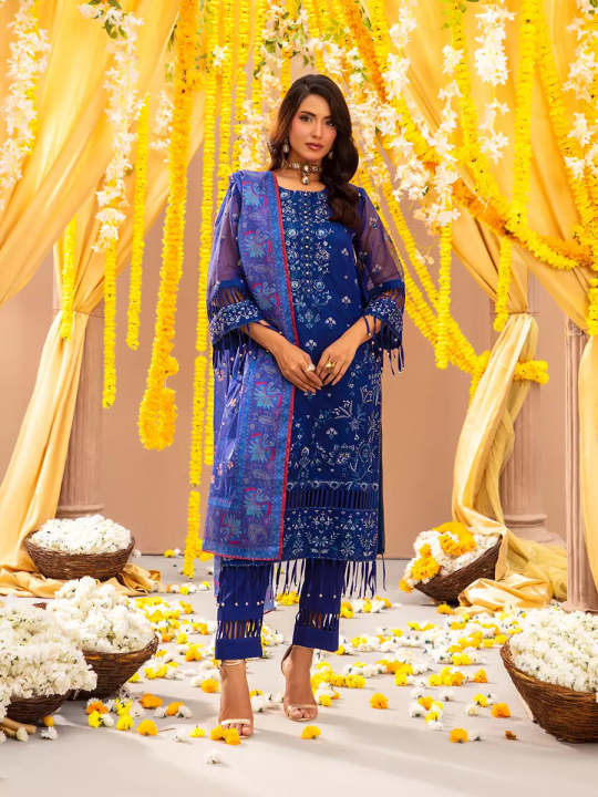 3Pc Unstitched Festive Embroidered Suit (No061)