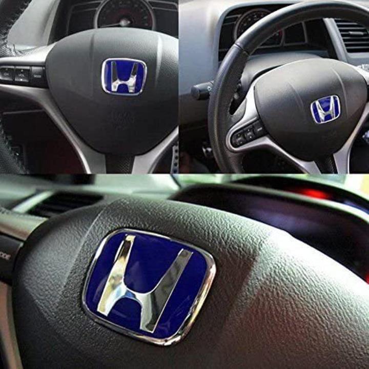 Honda Black Steering Wheel Emblem Logo - Type A - For Civic Accord CRV Odyssey Fit S2000 CRZ
