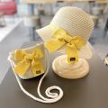 【HOT】 2-8 Years Kids Sun Hat Girls Summer New Straw Bag Cap Set Baby Travel Sun Protection Beach Hats Sun Fisherman Hat For Child. 