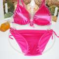 Silk Bikini Bra Panty Set Satin Silk Bra T Back Panty Set for Women. 