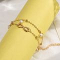 【Big-Sales】 Beach Anklets for Women Ladies Stainless Steel Link Foot Jewellery Pearl Pendant Ankle Bracelet Two Layers Chain Heart Style Pendant Foot Chain Fashion Tassel Foot Link.
