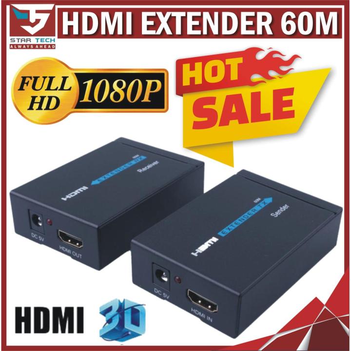 HDMI Extender 1080P 60M HDMI Transmitter Receiver over CAT5E/6 RJ45 Ethernet Converter Audio and Video