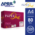 PaperOne Digital 80Gsm A4 Printing Paper ( 1 Box Pack of 5 Reams ) - a4 rim 80 gms - Indonesian imported. 
