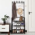 Multifunctional 4 Layers Shoe & Coat Rack, Metal Storage Rack. 