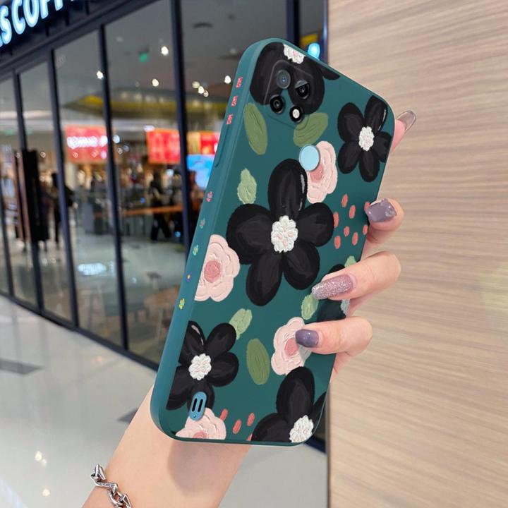 dienya for Realme C21Y Case Cartoon Fashion Flower Thin New Design Phone Case Side Square Edge Protect Softcase Pattern Silicone Casing Cover Shockproof Cases