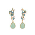 Meilong Jewelry Live Plum Blossom Drop Glue Process Imitation Hetian Jade Earrings 925 Ear Needle Retro Earrings Niche. 