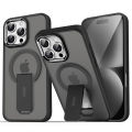 Original Transparent iPhone 16 Pro Max Back Case Cover, iPhone 16 Pro Max Cover with Camera Stainless Steel Metal Ring and Shockproof Bumper (Desert Titanium). 