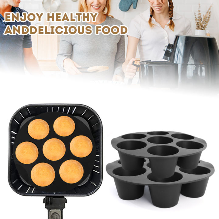 7/8 Inch Silicone Muffin Cake Cup Mould For Air Fryer 7 Cup Round Nonstick Muffin Cupcake Tin Tray Bakeware Mat Baking Tray Accessories 1p
