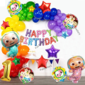122 Pcs Cocomelon Theme Birthday Set for Grand Birthday Party- Coco Melon Happy Birthday Foil Balloons Theme Set. 