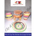 Clay Pots Kitchen Set (large) | Set of 5 Pcs | Kids Play & Home Decor | Clay Crockery Pots | Earthen Crockery Pots | Terracotta Crockery Pots. 