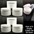 Empty Plastic Containers for Makeup etc. 30 Gram White / Refillable Empty Jars for Cosmetics Cream Pot Jar. 