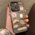 Cartoon Jelly Cat Croissant Bread Cake Case For Samsung Galaxy S24 S23 S22 S21 S20 Plus Ultra FE A55 A35 A54 A53 A15 A06 A52 A52S Casing Trend Premium IMD Soft Silicone Edge Cover. 