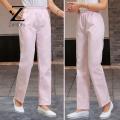 Zentora Elastic Waist Nurse Trousers Summer Nurse Pants Mid-rise Elastic Waist Straight Wide Leg Long Trousers Solid Color for Doctors Nurses Work Comfortable Stylish Healthcare Uniform for Professionals. 