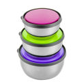 New Kitchen Pro Multicolour Airtight Lid Bowls Stainless Steel Food Storage Container for Regular Need - Set of 3 Pcs. 