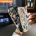 YIWESAN For Xiaomi MI Redmi 10C Case Cartoon Fashion Flower Side Edge Square Pattern Luxury Plating Phone Case Full Camera Casing Shockproof Protection Cases Soft Back Cover Softcase. 