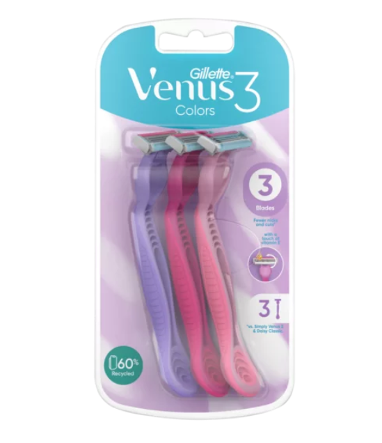 Gillette Venus 3 Disposable Female Shaving Razor - Bag of 3