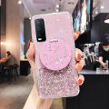 For VIVO Y20 Shiny Ring Case Glitter Soft Transparent Makeup Mirror Cases for VIVO Y20 Back Cover Stars Moon Girls. 