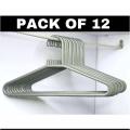 Hangers – Plastic Hanger - Hangers for Clothes - Good Quality Pack of 12 Large Grey Plastic Hangers. 