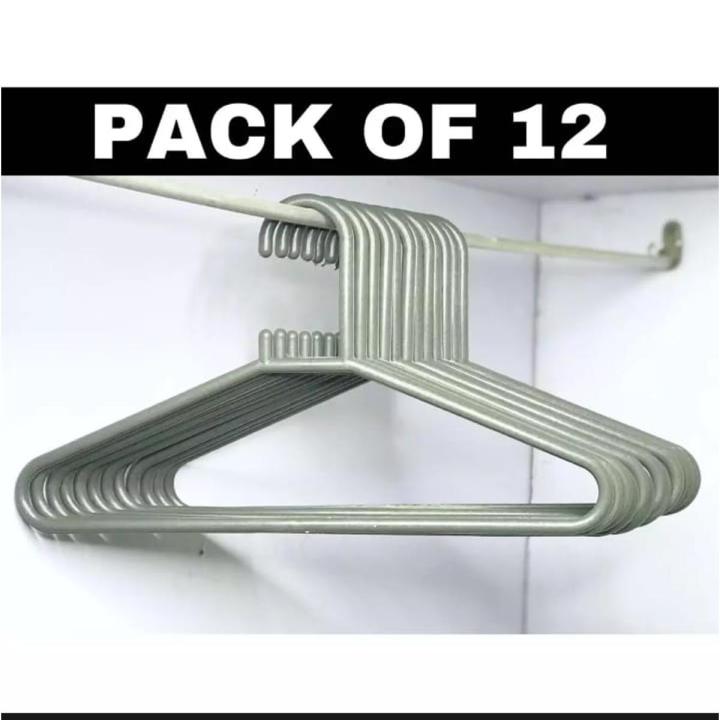 Hangers – Plastic Hanger - Hangers for Clothes - Good Quality Pack of 12 Large Grey Plastic Hangers