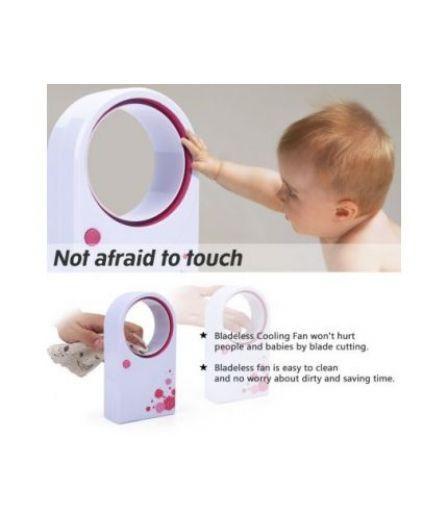 Mini Portable Bladeless Fan No Leaf Air Conditioner w/ USB Cable Desktop Blue