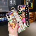 JIUMOO For VIVO Y15a Case With Wristband New Design Phone Case For Girl Women Thin Pattern Oil Rainbow Bear Shockproof Plating Silicone Casing Full Cover SoftCase Protection Cases. 
