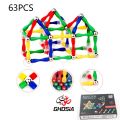 Magnetic Sticks Building Blocks Toys, 63 Pcs Magnet Construction Build Kit Education Toys 3D Puzzle - 6318. 