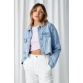 CLOTHING   Oversized Crop Denim Jacket. 
