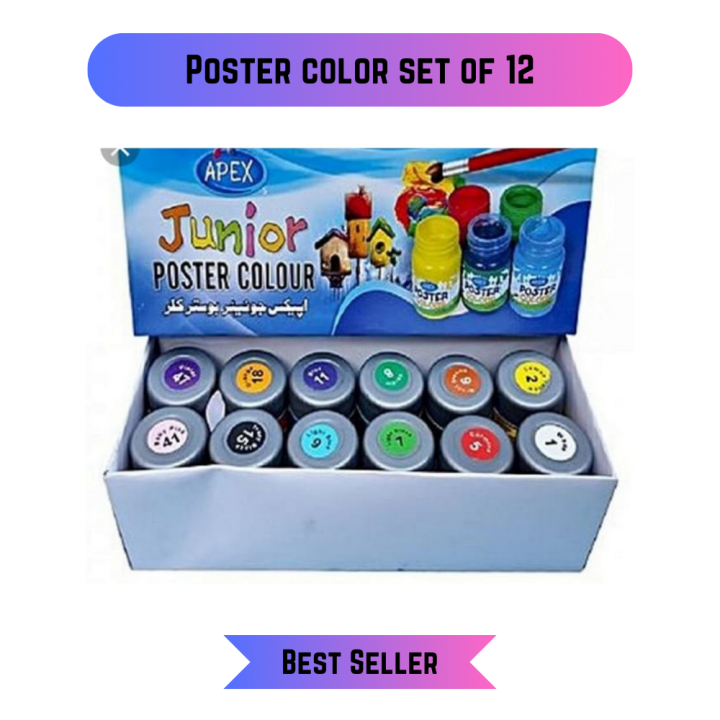 12-Color Premium Poster Paint Set | High-Quality Vibrant & Blendable Colors for Artists Students & Junior Painters | Octagon Traders