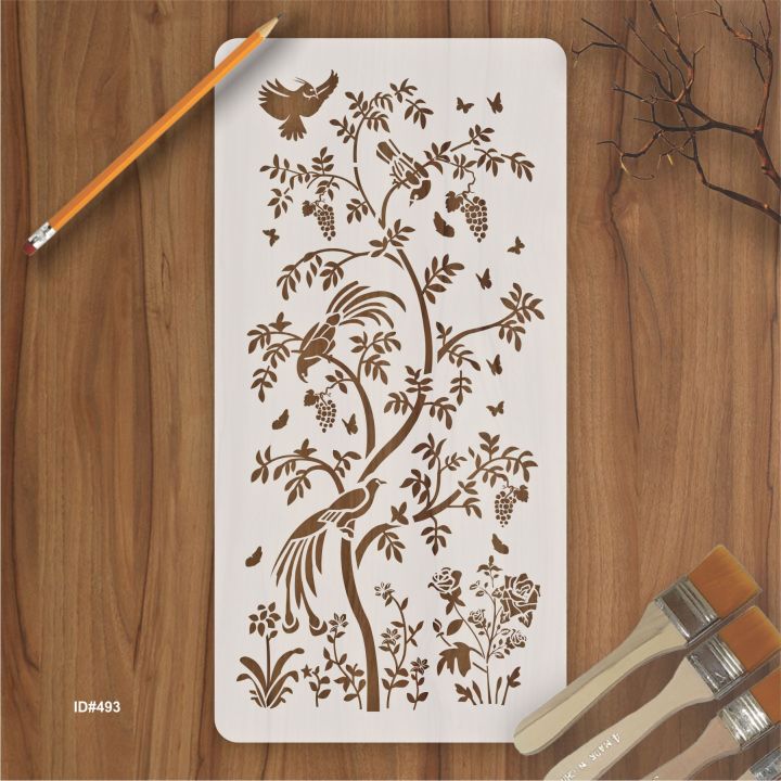 Chinoiserie  Large Floral Reusable Stencil For wall Painting Art DIY Home Decor, Album Crafts and Canvas