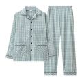 Cotton spring autumn middle-aged and young men's sleepwear, long sleeved outerwear, plus size loose home suit set, fashionable. 