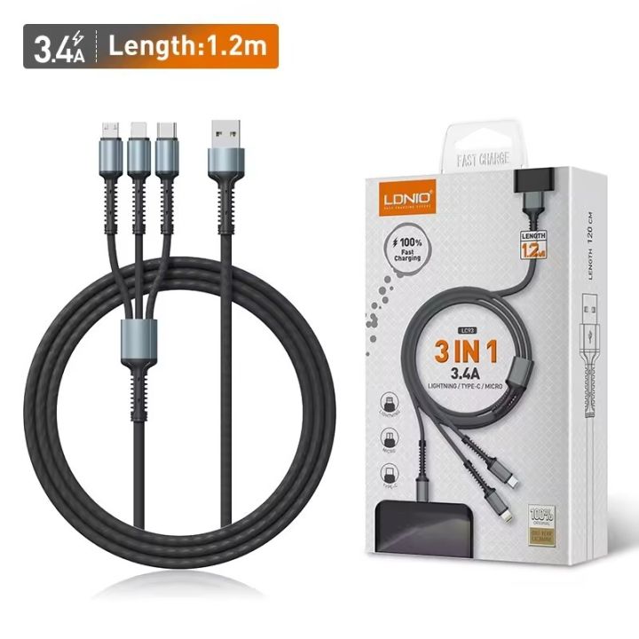 BASEUS, LDNIO, REMAX RC-131th Gition Series Charging 3 in 1 Data Cable
